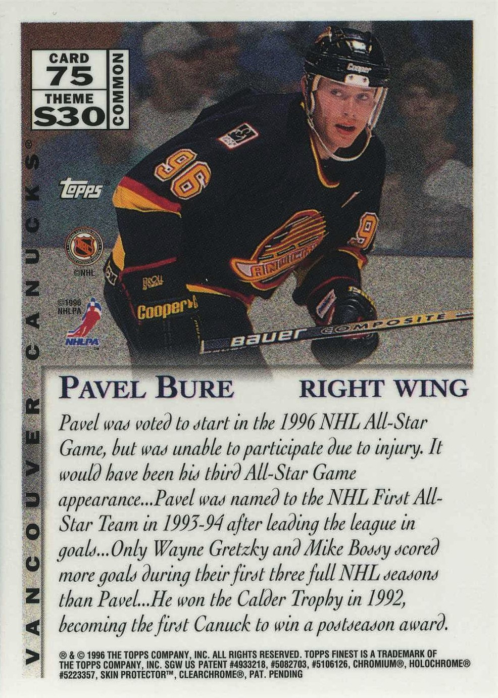  (CI) Pavel Bure Hockey Card 1995-96 Donruss (base) 170 Pavel  Bure : Arte Coleccionable y Bellas Artes