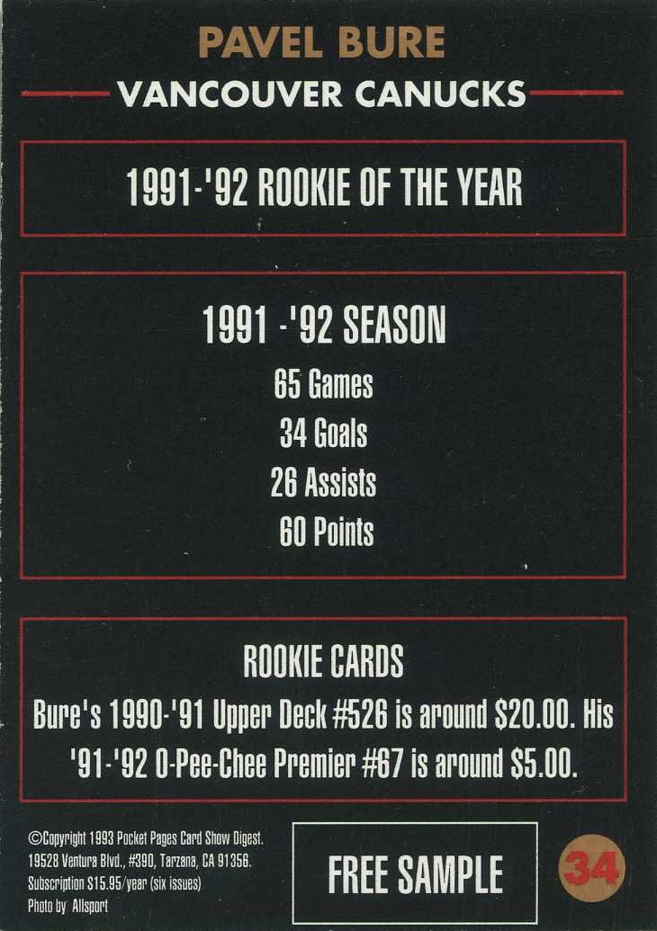 1992-93 Pocket Pages Promo #34