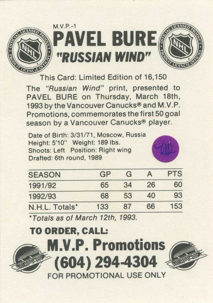 1992-93 Russian Wind Auto #NNO